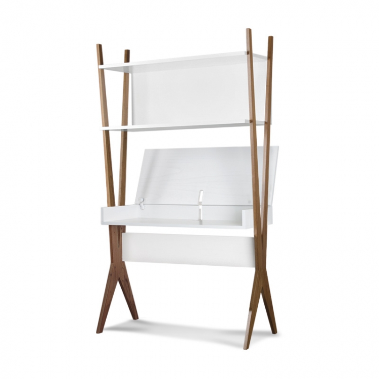 Genoud Mueble Módulo Escritorio / Biblioteca 104 Línea Vintage Blanco